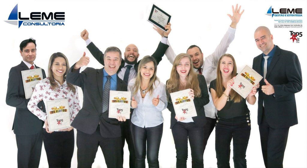 Equipe de Gestão & Estratégia da Leme Consultoria, indicada ao Top5 na categoria "Consultoria para RH"